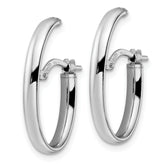 Sterling Silver Rhod-plated Polished J-hoop Earrings