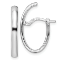 Sterling Silver Rhod-plated Polished J-hoop Earrings