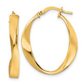 Sterling Silver Gold-plated Polished Oval Twisted Hoop Earrings