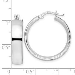 Sterling Silver Rhod-plated Polished Hoop Earrings