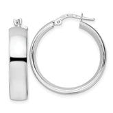 Sterling Silver Rhod-plated Polished Hoop Earrings