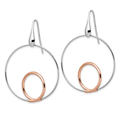 Sterling Silver Rh-p Rose-tone Polished Dangle Earrings