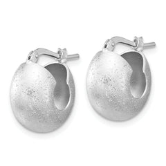 Sterling Silver Rhodium-plated Sparkle Hoop Earrings