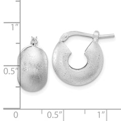 Sterling Silver Rhodium-plated Sparkle Hoop Earrings