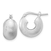 Sterling Silver Rhodium-plated Sparkle Hoop Earrings
