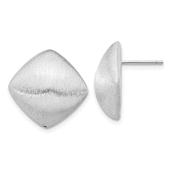 Sterling Silver Rhodium-plated Etched Square Post Earrings