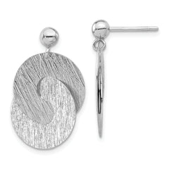 Sterling Silver Rhodium-plated Etched Circles Dangle Earrings