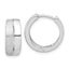 Sterling Silver RH-plated Satin and Polished Hinged Hoop Earrings