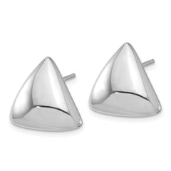 Sterling Silver Rh-plated Polished Hollow Triangle Post Earrings