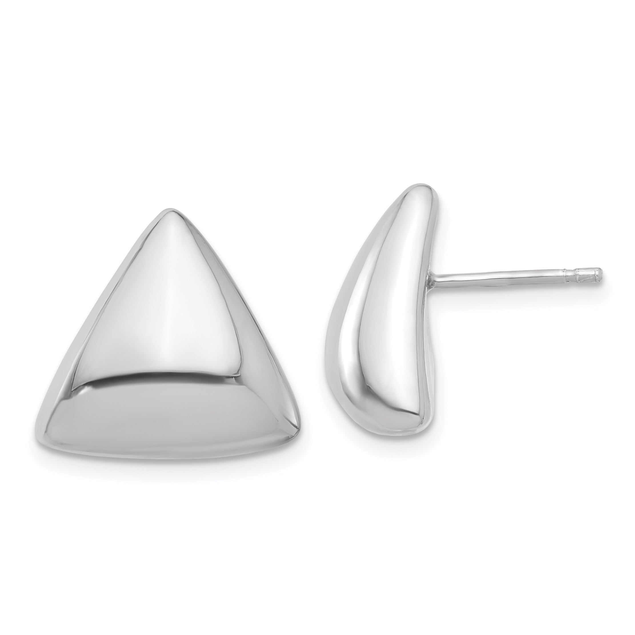 Sterling Silver Rh-plated Polished Hollow Triangle Post Earrings