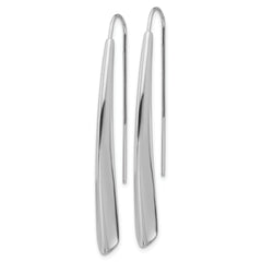 Sterling Silver Rhodium-plate Polished Drop Bar Threader Earrings