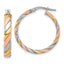SS RH-plated with Gold and Rose-tone Polished Hoop Earrings