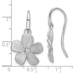SS RH-plat Radiant Essence Pol/Scratch CZ Flower Earrings
