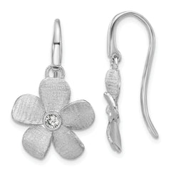 SS RH-plat Radiant Essence Pol/Scratch CZ Flower Earrings
