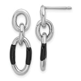 Sterling Silver Rhodium-plated with Enamel Dangle Post Earrings