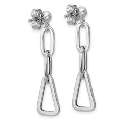 Sterling Silver RH-plate Geometric Link Dangle Post Earrings
