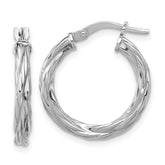 Sterling Silver RH-plated Polished Twisted Hoop Earrings