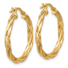 Sterling Silver Gold-plated Polished Twisted Hoop Earrings