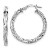 Sterling Silver RH-plated Polished Twisted Hoop Earrings