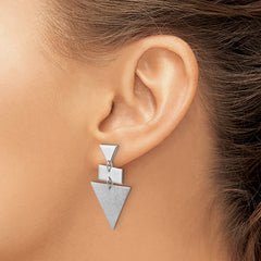 SS RH-plated Polish/Brushed Geometric Dangle Post Earrings