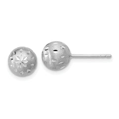 SS RH-plated Polished/Brushed/Dia-cut Ball Post Earrings