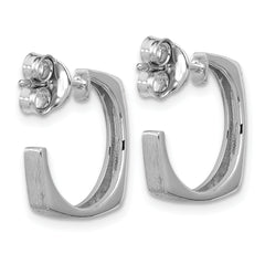 SS RH-plated Polished/Brushed Square J-Hoop Post Earrings