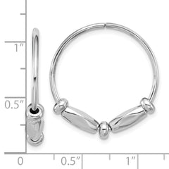 Sterling Silver RH-plated Fancy Endless Hoop Earrings