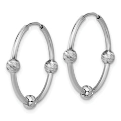SS RH-plated Polished/Dia-cut Beads Endless Hoop Earrings