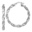 Sterling Silver RH-plat Polish/Textured Twist Hoop Earrings