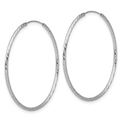 SS RH-plated Diamond-cut 1.25mm Endless Hoop Earrings