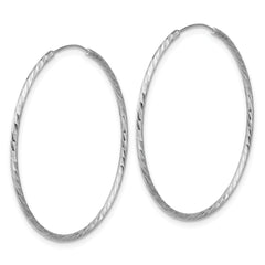 SS RH-plated Diamond-cut 1.25mm Endless Hoop Earrings