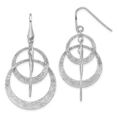 SS RH-plated Radiant Essence Polished/Textured Dangle Earrings