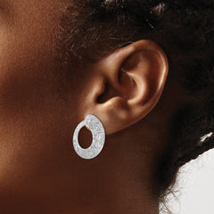SS RH-plt Radiant Essence Textured Tapered Circle Post Earrings