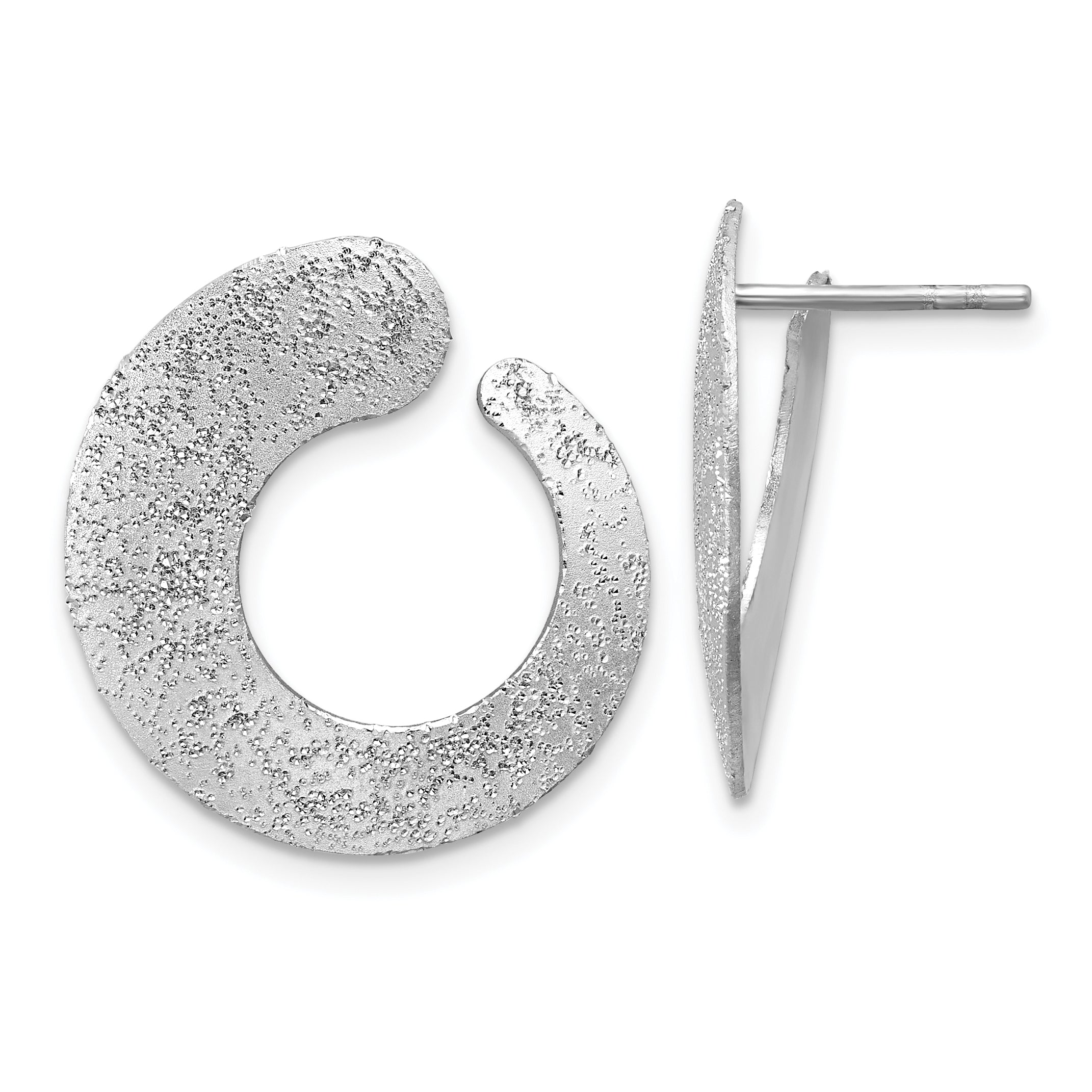 SS RH-plt Radiant Essence Textured Tapered Circle Post Earrings