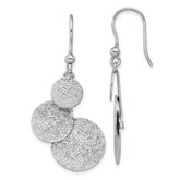 SS RH-plated Radiant Essence Textured Circles Dangle Earrings