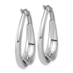 Sterling Silver RH-plated Polished Fancy Oval Hoop Earrings