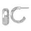 Sterling Silver RH-plat Polish Textured Post J-Hoop Earrings