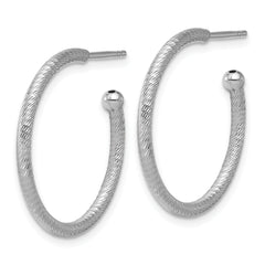 SS RH-plated Diamond-cut 25x2mm Post C-Hoop Earrings