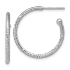 SS RH-plated Diamond-cut 25x2mm Post C-Hoop Earrings