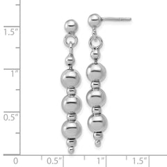 Sterling Silver Rhodium-Plated Ball Dangle Post Earrings