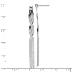 Sterling Silver Rh-Plat Herringbone 2-strand Dangle Post Earrings