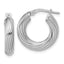 Sterling Silver Rh-Plated Polished Grooved Hoop Earrings