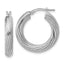 Sterling Silver Rh-Plated Polished Grooved Hoop Earrings