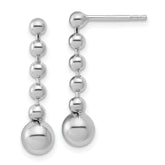 Sterling Silver RH-Plated Polished Beaded Post Dangle Earrings