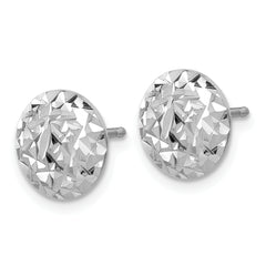 Sterling Silver RH-plated Polished and Diamond-cut Post Earrings