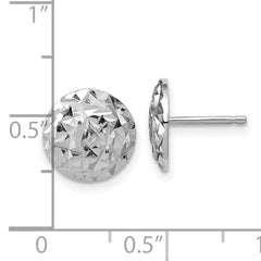 Sterling Silver RH-plated Polished and Diamond-cut Post Earrings