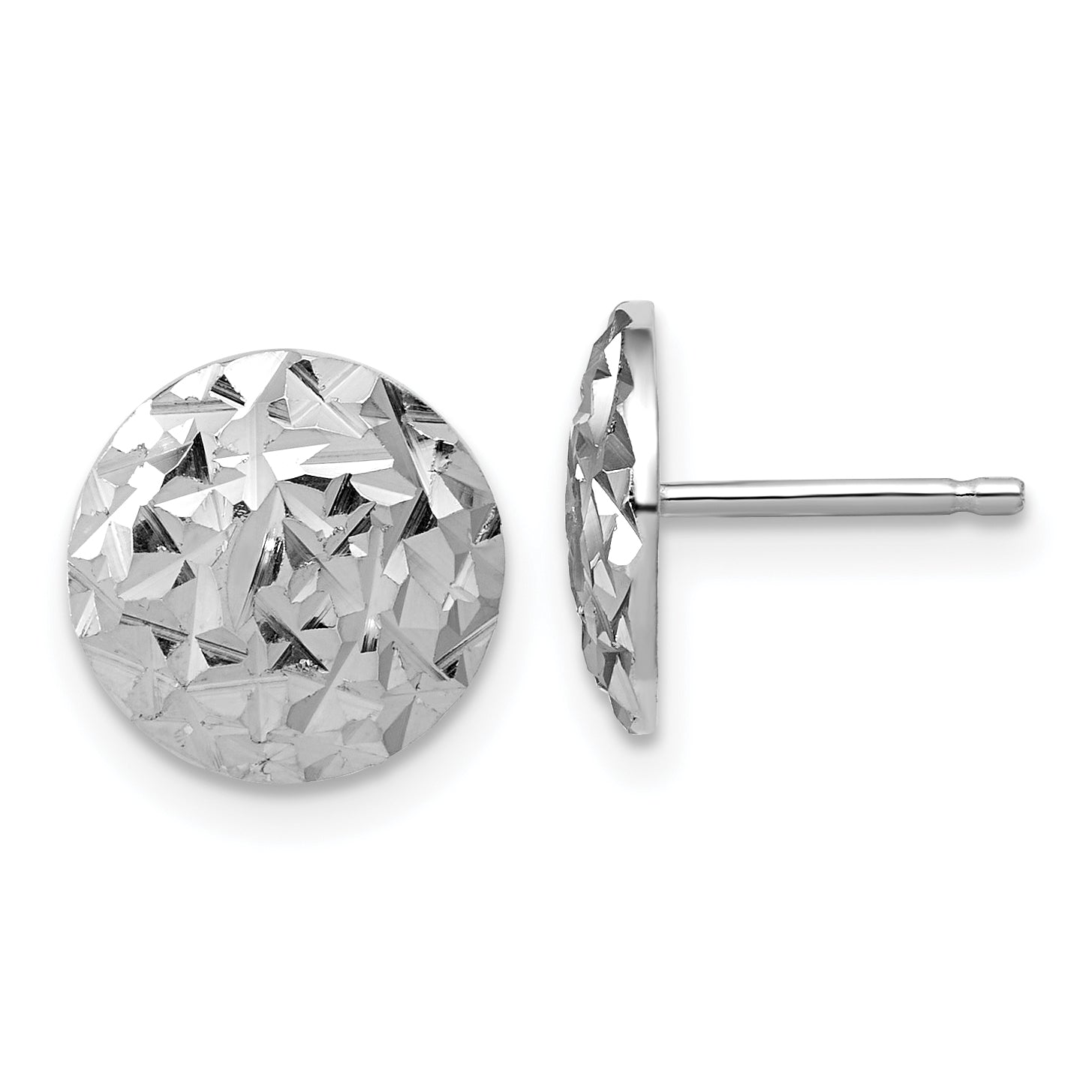 Sterling Silver RH-plated Polished and Diamond-cut Post Earrings