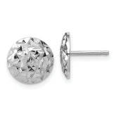 Sterling Silver RH-plated Polished and Diamond-cut Post Earrings