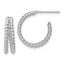 Sterling Silver RH-plated Polished Beaded J-Hoop Earrings