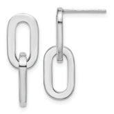 Sterling Silver RH-plated Polished Link Dangle Post Earrings